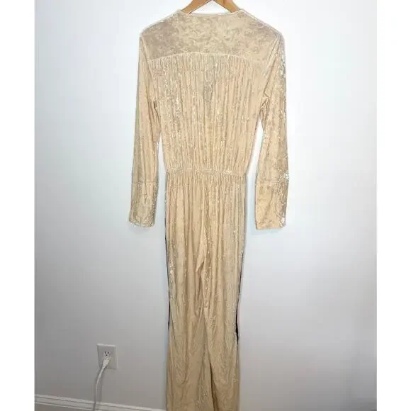 Free People We Are HAH Jump On It Velvet Jumpsuit In Almond Milk Size Large New - Picture 11 of 16